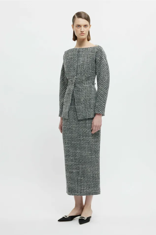 Shirts and Tops Emilia Wickstead Women Holden Top In Ivory and Black Boucle Tweed Shirts and Tops Emilia Wickstead Women Holden Top In Ivory and Black Boucle Tweed
