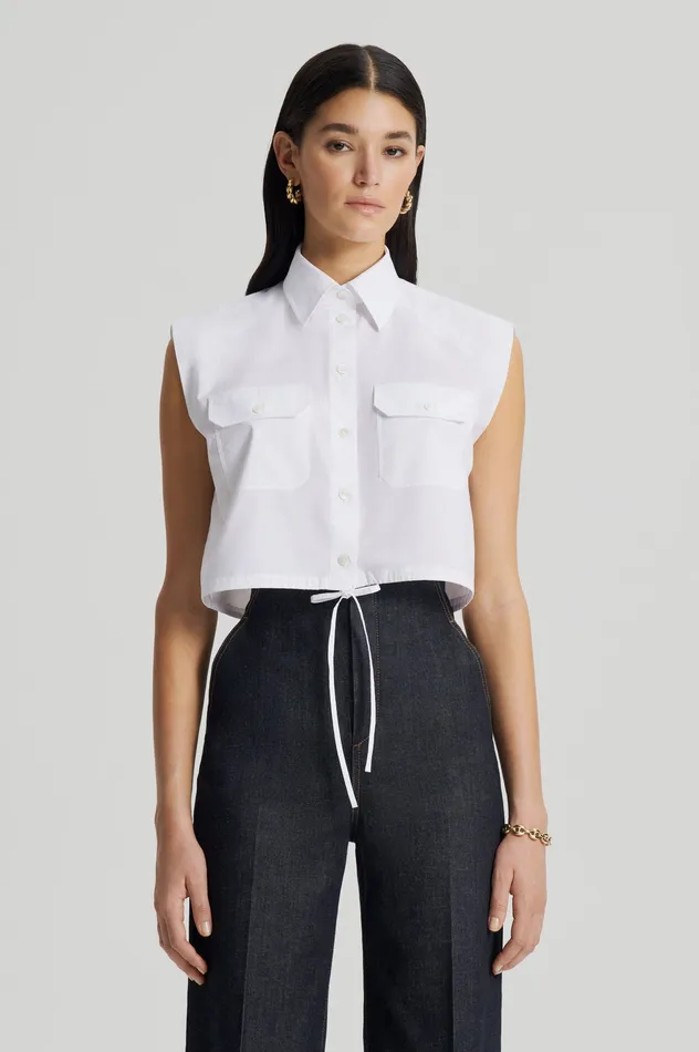 Shirts PARACHUTE CROP SHIRT WHITE Scanlan Theodore Women Shirts PARACHUTE CROP SHIRT WHITE Scanlan Theodore Women