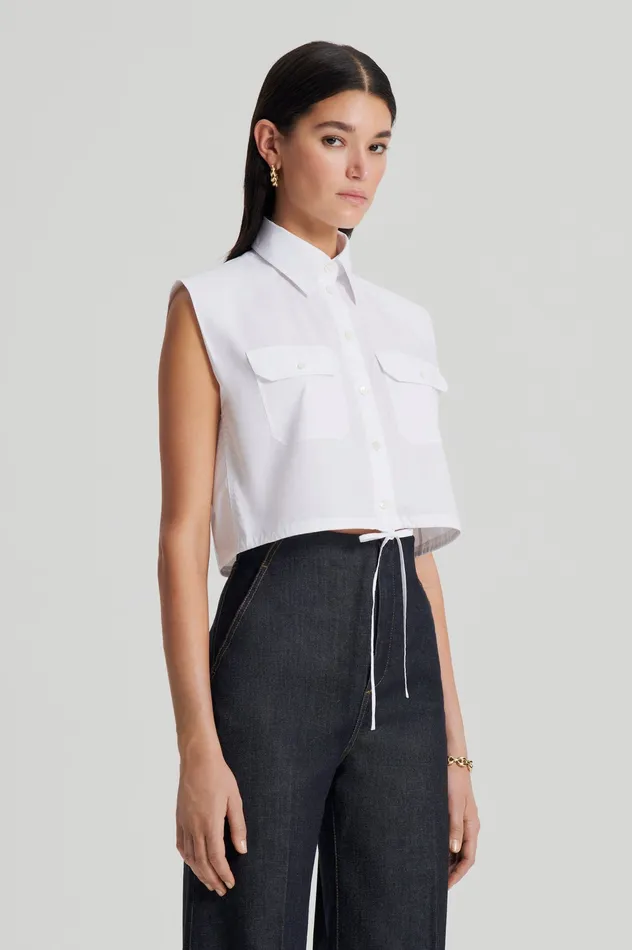 Shirts PARACHUTE CROP SHIRT WHITE Scanlan Theodore Women Shirts PARACHUTE CROP SHIRT WHITE Scanlan Theodore Women