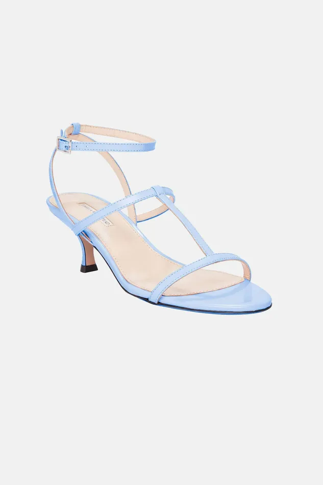 Shoes Novie Kitten Heel Sandal In Baby Blue Leather Emilia Wickstead Women