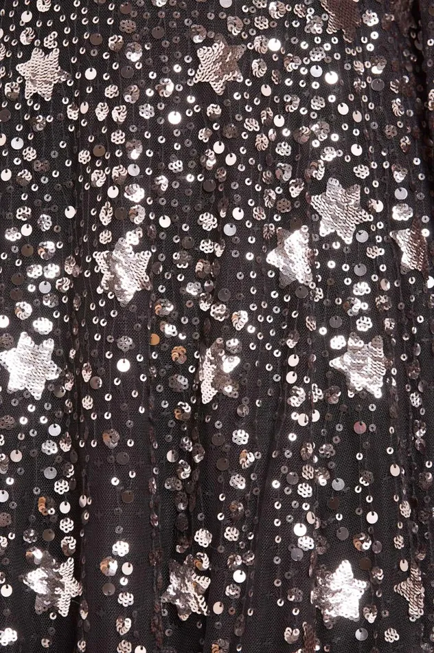Shooting Stars Cape Ankle Gown Black Women Needle and Thread Dresses