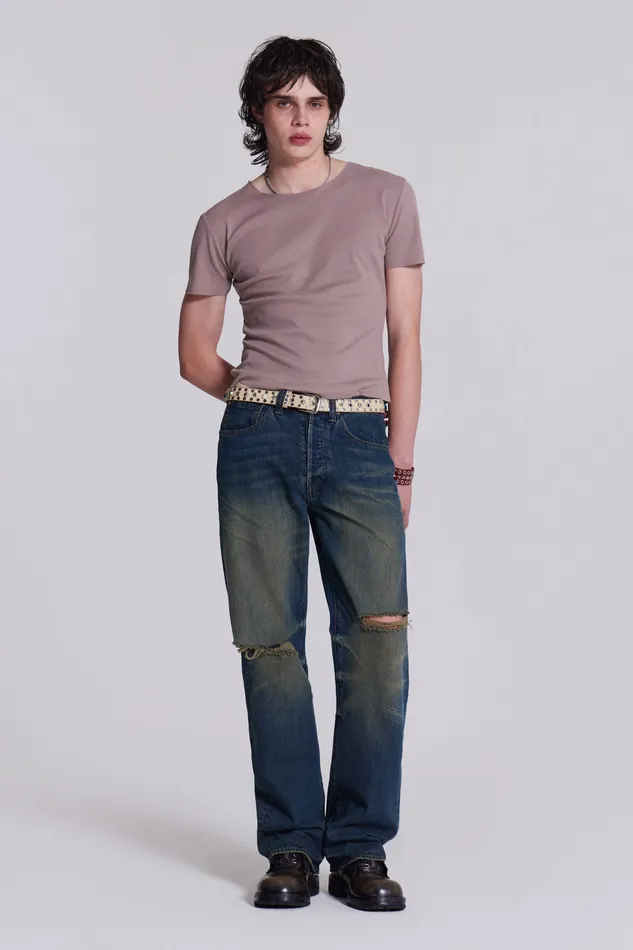 Shop NTRLS Taupe Rib Tee Men Loungewear Jaded London