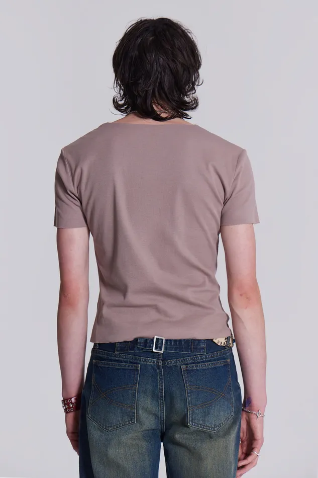 Shop NTRLS Taupe Rib Tee Men Loungewear Jaded London