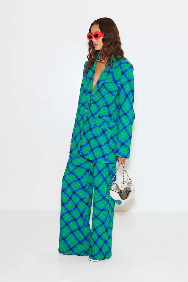 Shop Simon Miller BOTTOMS Bloo Pant Green Plaid