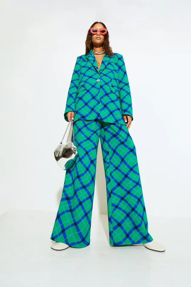 Shop Simon Miller BOTTOMS Bloo Pant Green Plaid