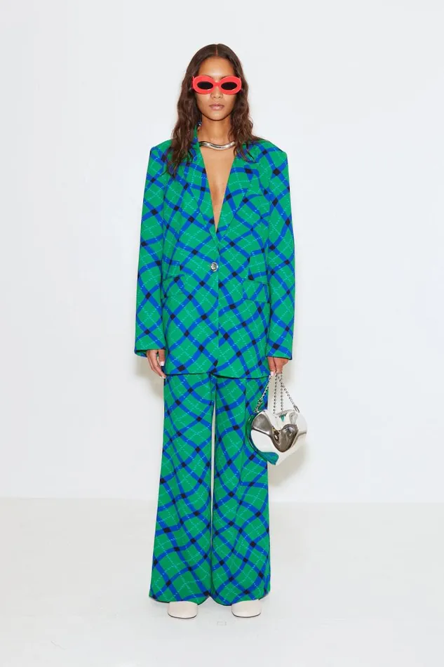 Shop Simon Miller BOTTOMS Bloo Pant Green Plaid