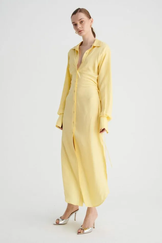 Shop SUBOO Dresses Halley Maxi Shirt Dress 8211 Butter