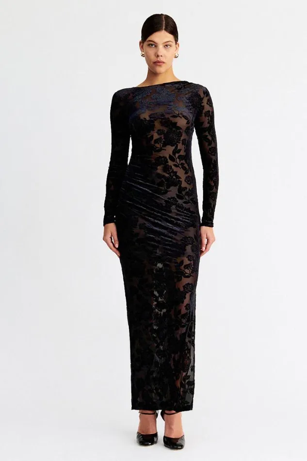 Shop SUBOO Dresses Helena Long Sleeve Rushed Maxi