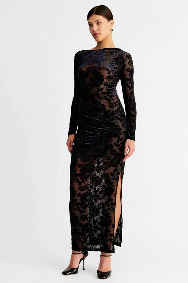 Shop SUBOO Dresses Helena Long Sleeve Rushed Maxi
