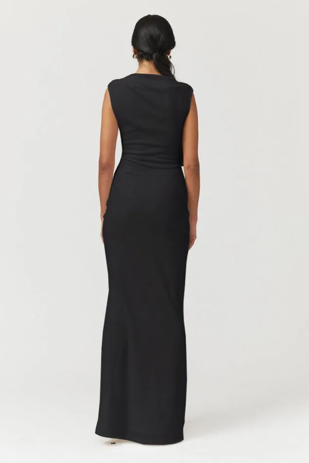 Shop SUBOO Dresses Jacqui Rouched Front Midi Dress 8211 Black