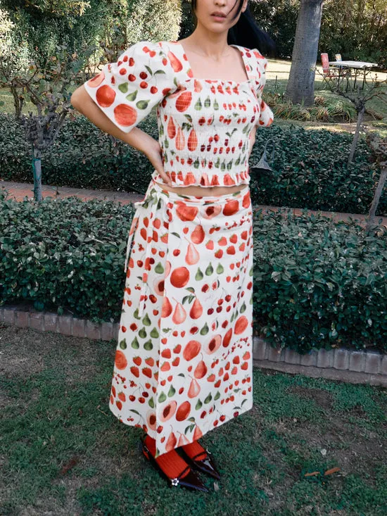 Skirts Lisa Says Gah Women Capri Wrap Skirt Fruit Print