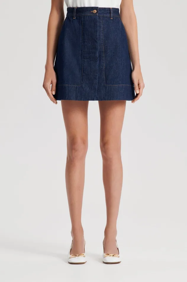 Skirts Scanlan Theodore Women DENIM MINI SKIRT INDIGO Skirts Scanlan Theodore Women DENIM MINI SKIRT INDIGO