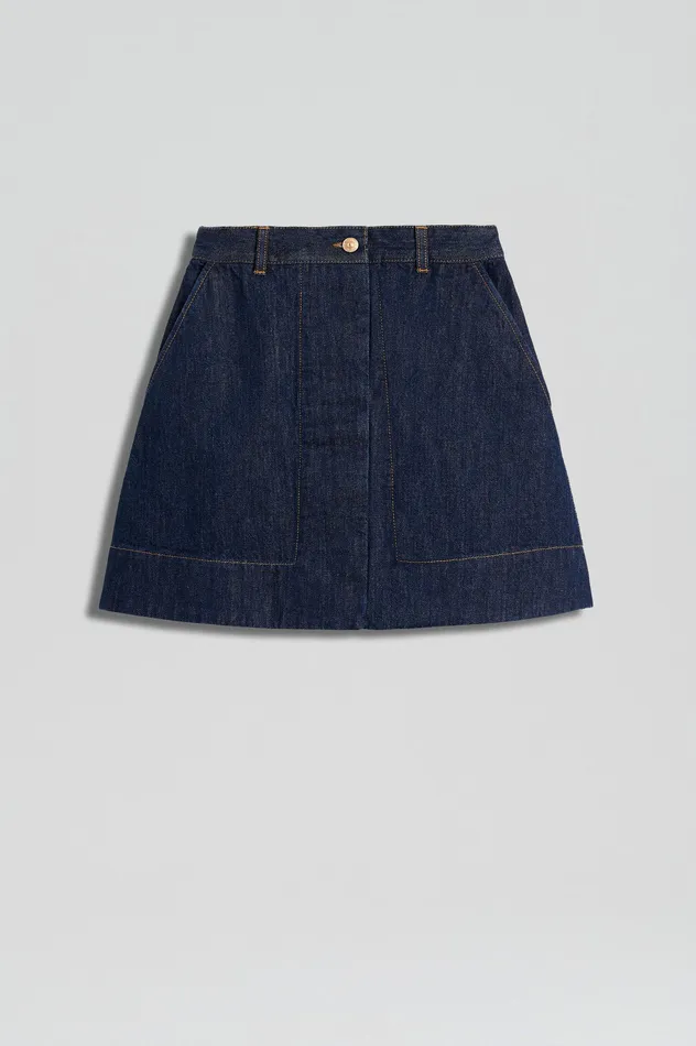 Skirts Scanlan Theodore Women DENIM MINI SKIRT INDIGO Skirts Scanlan Theodore Women DENIM MINI SKIRT INDIGO