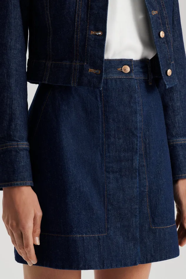 Skirts Scanlan Theodore Women DENIM MINI SKIRT INDIGO Skirts Scanlan Theodore Women DENIM MINI SKIRT INDIGO