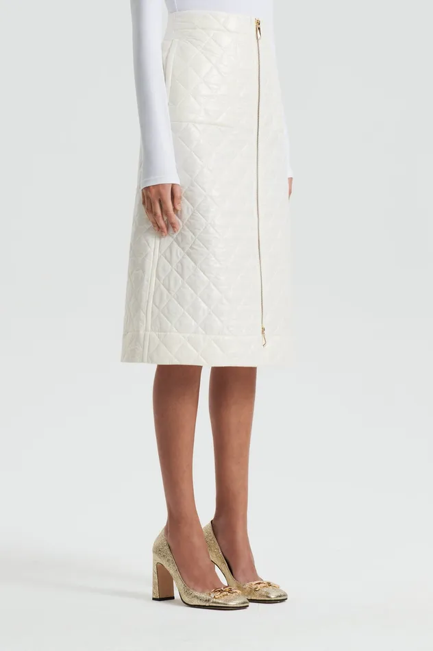 Skirts Scanlan Theodore Women QUILTED SKIRT WHITE Skirts Scanlan Theodore Women QUILTED SKIRT WHITE