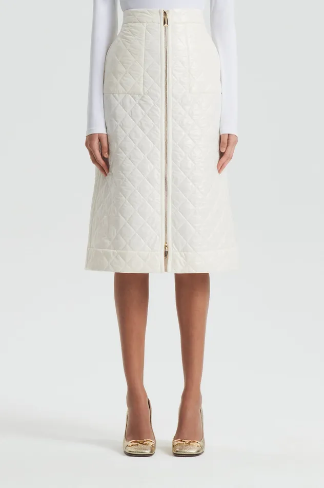 Skirts Scanlan Theodore Women QUILTED SKIRT WHITE Skirts Scanlan Theodore Women QUILTED SKIRT WHITE