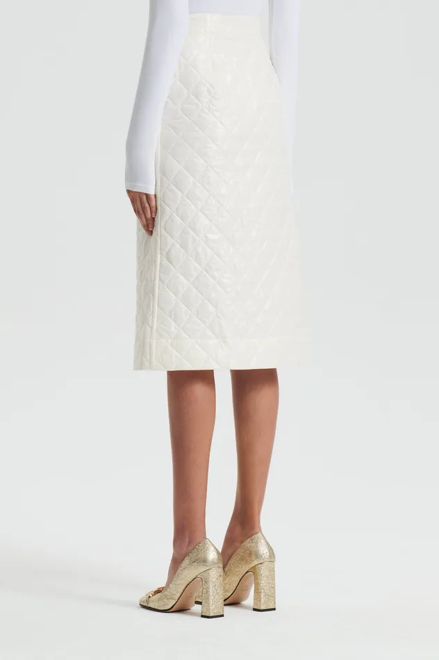 Skirts Scanlan Theodore Women QUILTED SKIRT WHITE Skirts Scanlan Theodore Women QUILTED SKIRT WHITE