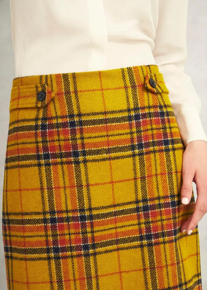 Skirts Women HOBBS Maeve Wool Skirt Ochre Multi