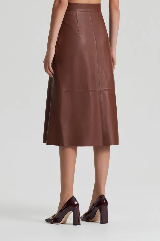 Skirts Women LEATHER LONG SKIRT TAN Scanlan Theodore Skirts Women LEATHER LONG SKIRT TAN Scanlan Theodore