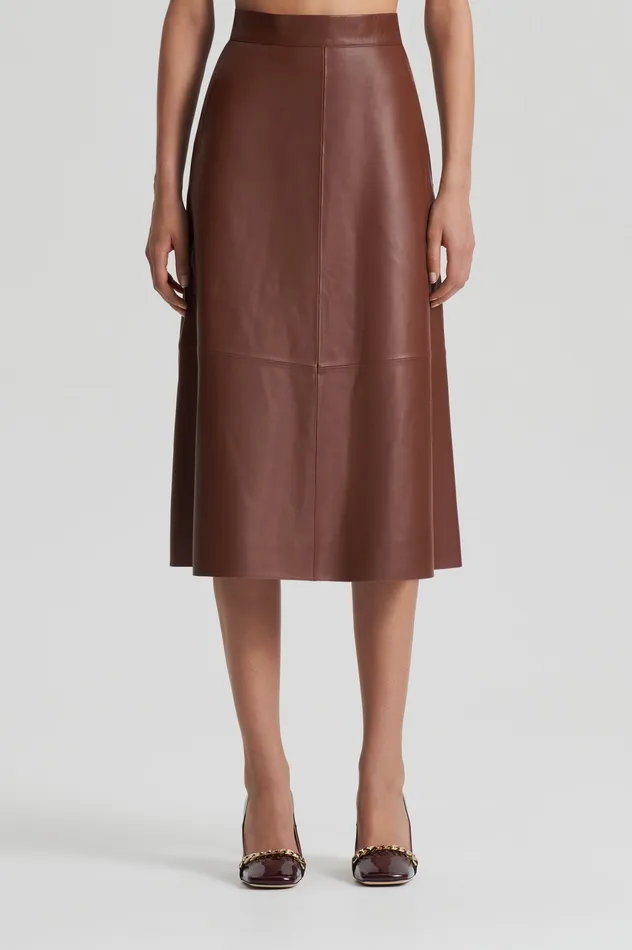 Skirts Women LEATHER LONG SKIRT TAN Scanlan Theodore Skirts Women LEATHER LONG SKIRT TAN Scanlan Theodore