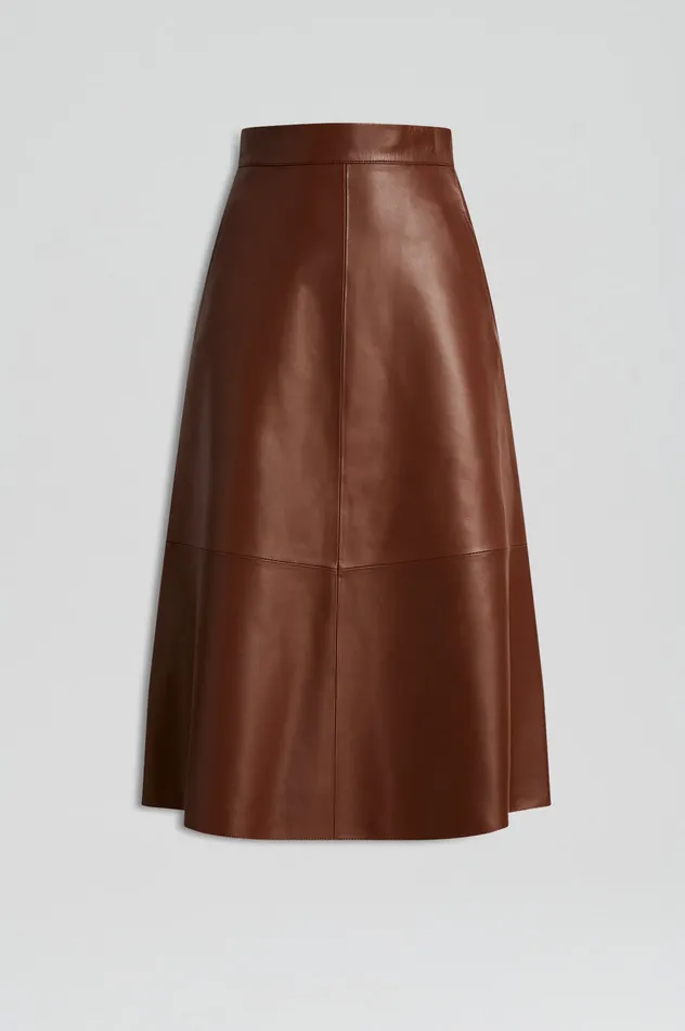 Skirts Women LEATHER LONG SKIRT TAN Scanlan Theodore Skirts Women LEATHER LONG SKIRT TAN Scanlan Theodore