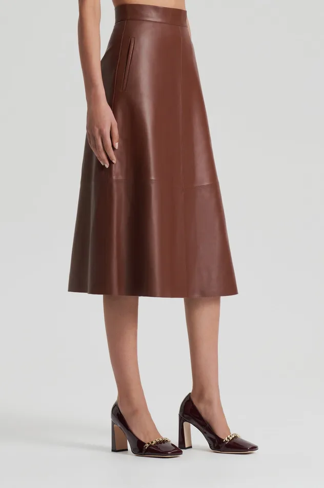 Skirts Women LEATHER LONG SKIRT TAN Scanlan Theodore Skirts Women LEATHER LONG SKIRT TAN Scanlan Theodore