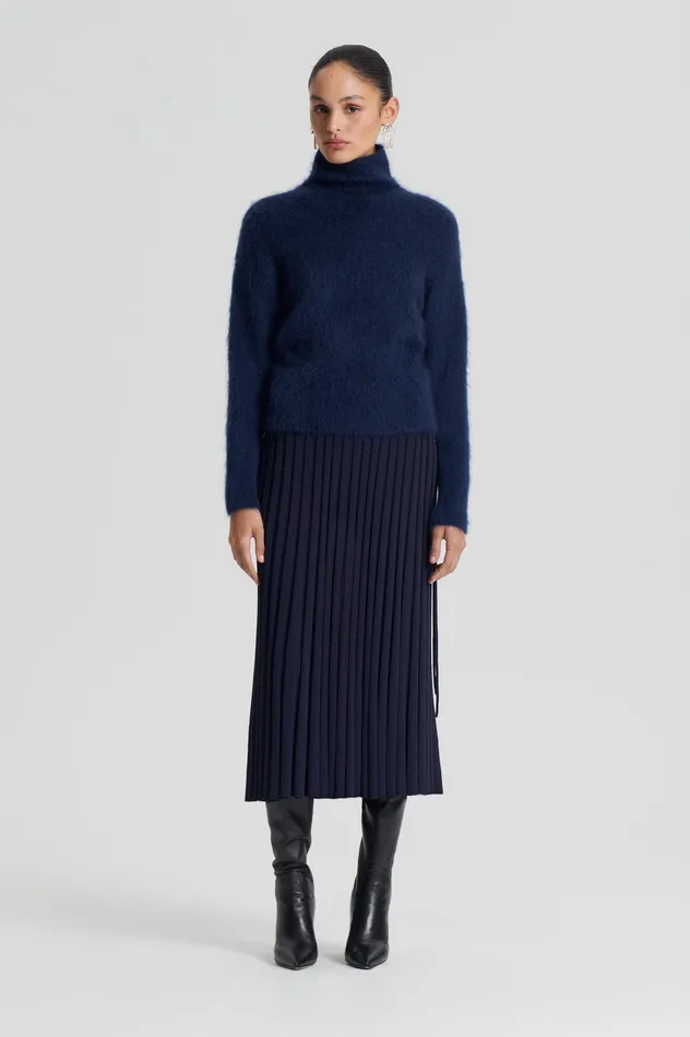 Skirts Women Scanlan Theodore PLEATED RIB SKIRT 16 NAVY