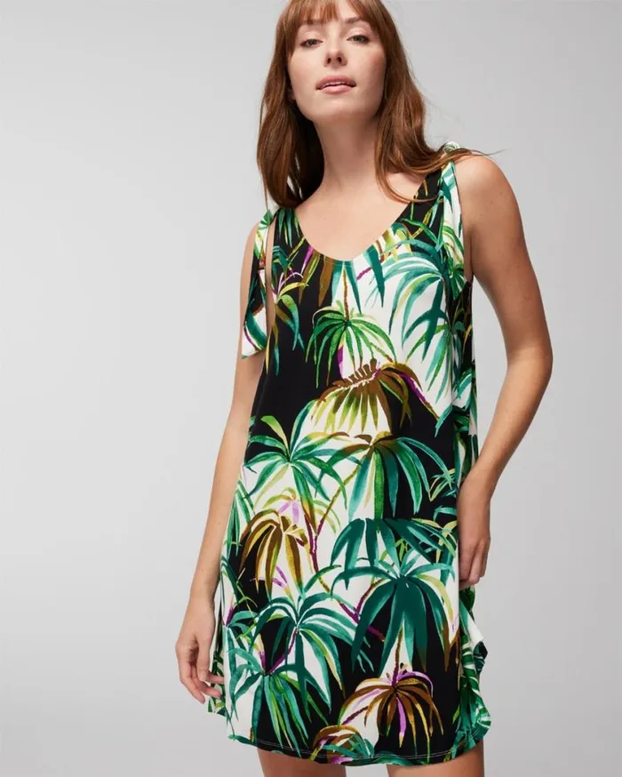 Soma Cool Nights TieShoulder Chemise Bungalow Palms Ivory Women Matching Sets and Separates