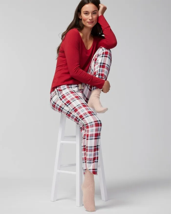 Soma Embraceable Ankle Pants Tidings Of Joy Green Women Pajama Bottoms