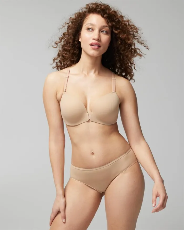 Soma Enbliss FrontClose Racerback Bra Pale Sand Women Bras