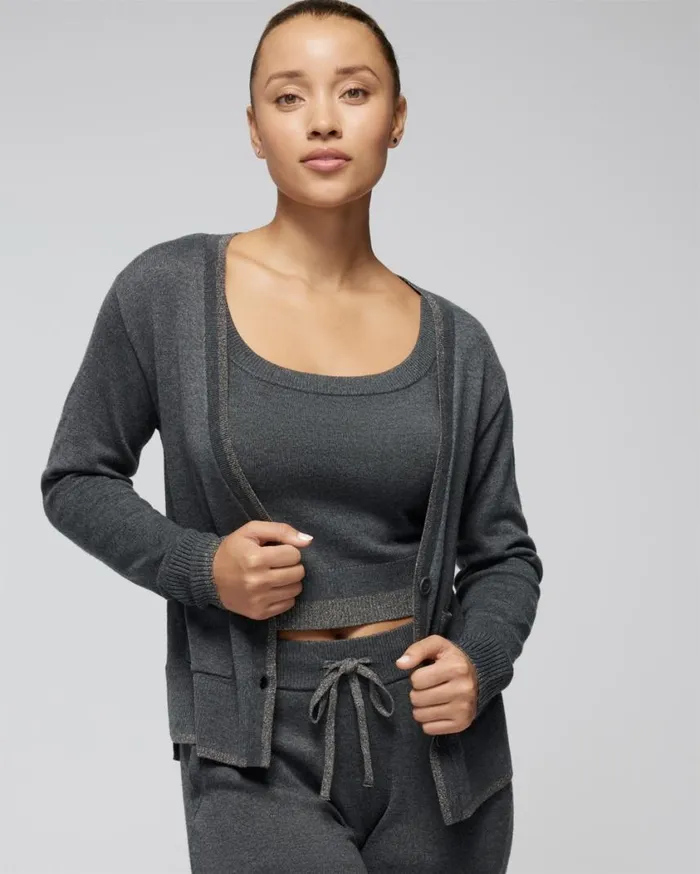 Soma Luxe Soft Cardigan Heather Quartz Women Sweaters and Jackets
