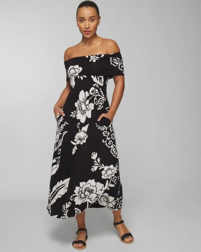 Soma Soft Jersey OffTheShoulder Midi Bra Dress Dark Harbour Women Midi Dresses