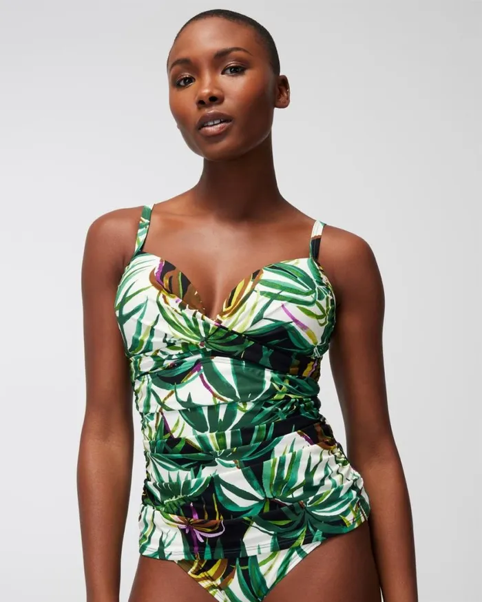 Soma Soma Swim Twist Tankini Bungalow Palms Mini Ivory Women Swim