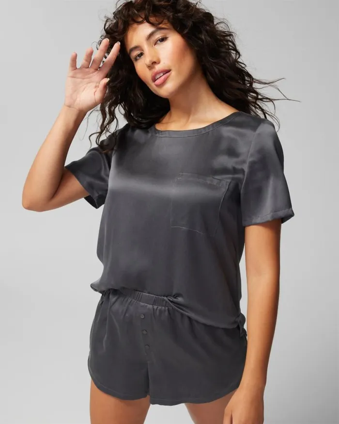 Soma Washable Silk Shorts Galaxy Gray Women Pajama Bottoms