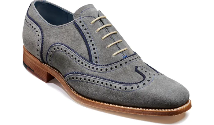 Spencer 8211 Grey Navy Suede Men Barker Shoes Mens Oxfords