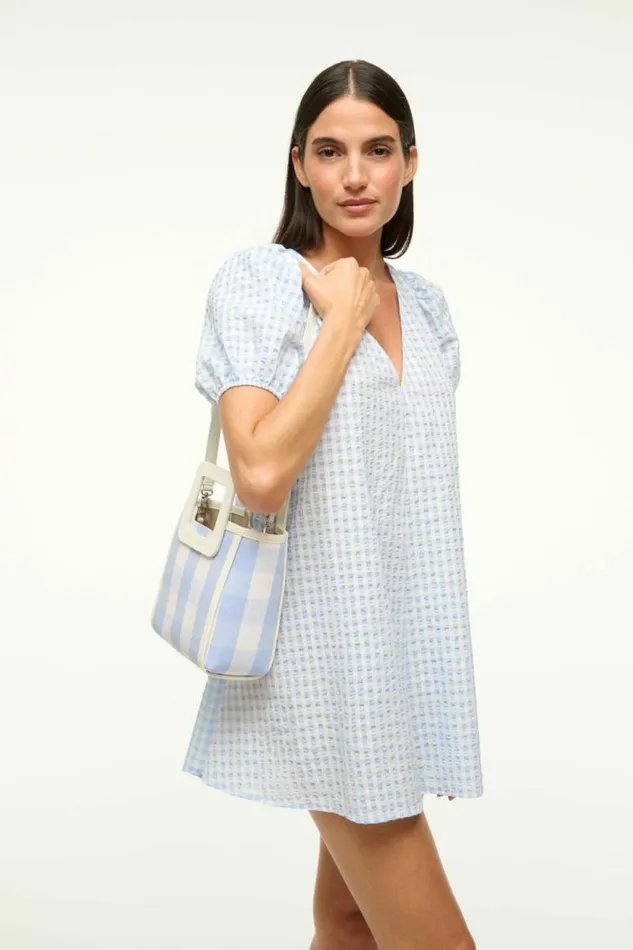 STAUD Crossbody MINI SHIRLEY BAG Sky Gingham 8211 Women STAUD Crossbody MINI SHIRLEY BAG Sky Gingham 8211 Women