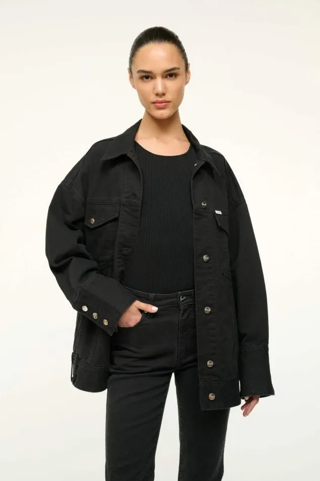 STAUD Denim WRANGLER THE BIGGEST JEAN JACKET Black 8211 Women