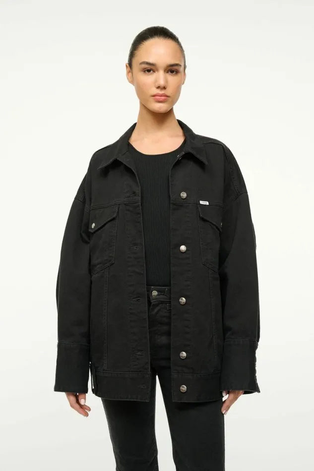 STAUD Denim WRANGLER THE BIGGEST JEAN JACKET Black 8211 Women STAUD Denim WRANGLER THE BIGGEST JEAN JACKET Black 8211 Women