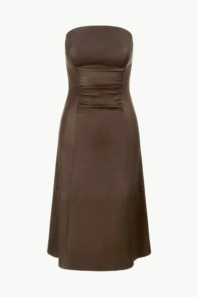 STAUD Dresses BOWERY LEATHER DRESS Tiramisu 8211 Women STAUD Dresses BOWERY LEATHER DRESS Tiramisu 8211 Women