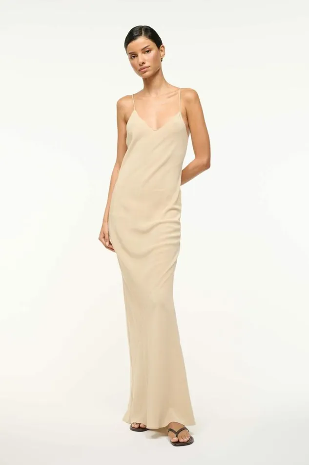 STAUD Dresses MILNER SILK SLIP DRESS Stone 8211 Women