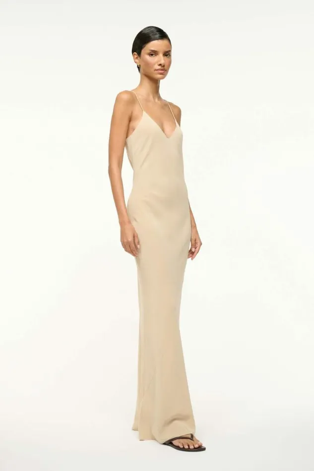STAUD Dresses MILNER SILK SLIP DRESS Stone 8211 Women STAUD Dresses MILNER SILK SLIP DRESS Stone 8211 Women