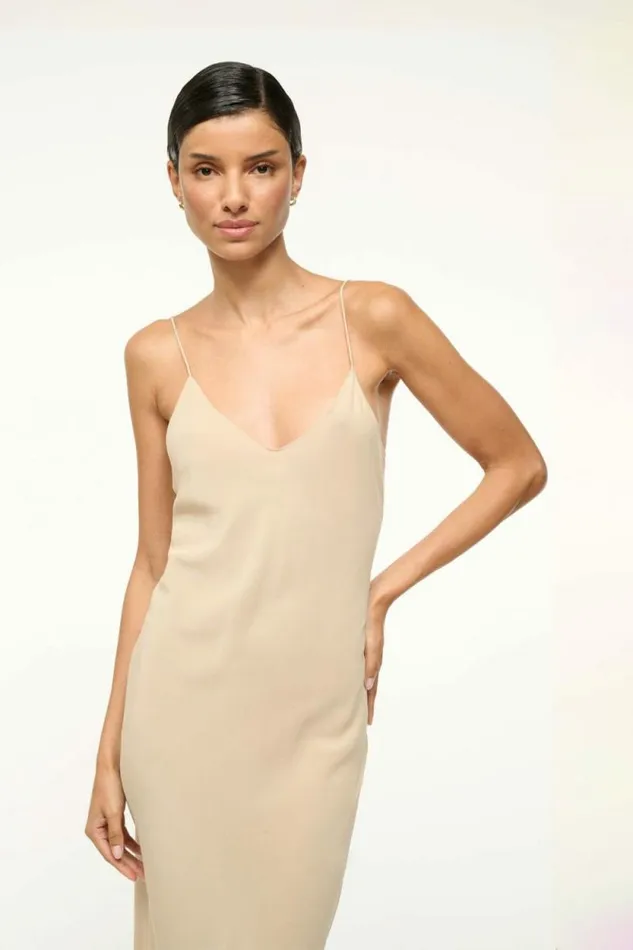 STAUD Dresses MILNER SILK SLIP DRESS Stone 8211 Women STAUD Dresses MILNER SILK SLIP DRESS Stone 8211 Women