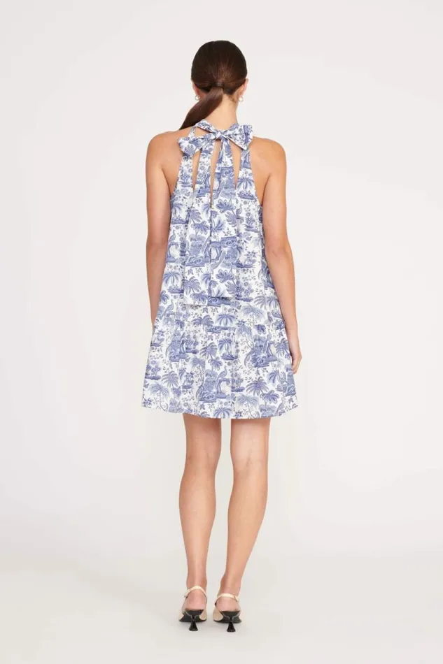 STAUD Dresses MINI MARLOWE DRESS Blue Toile 8211 Women STAUD Dresses MINI MARLOWE DRESS Blue Toile 8211 Women