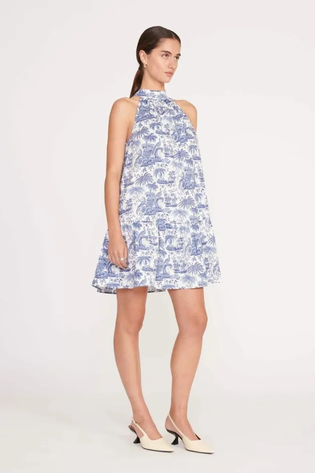STAUD Dresses MINI MARLOWE DRESS Blue Toile 8211 Women STAUD Dresses MINI MARLOWE DRESS Blue Toile 8211 Women