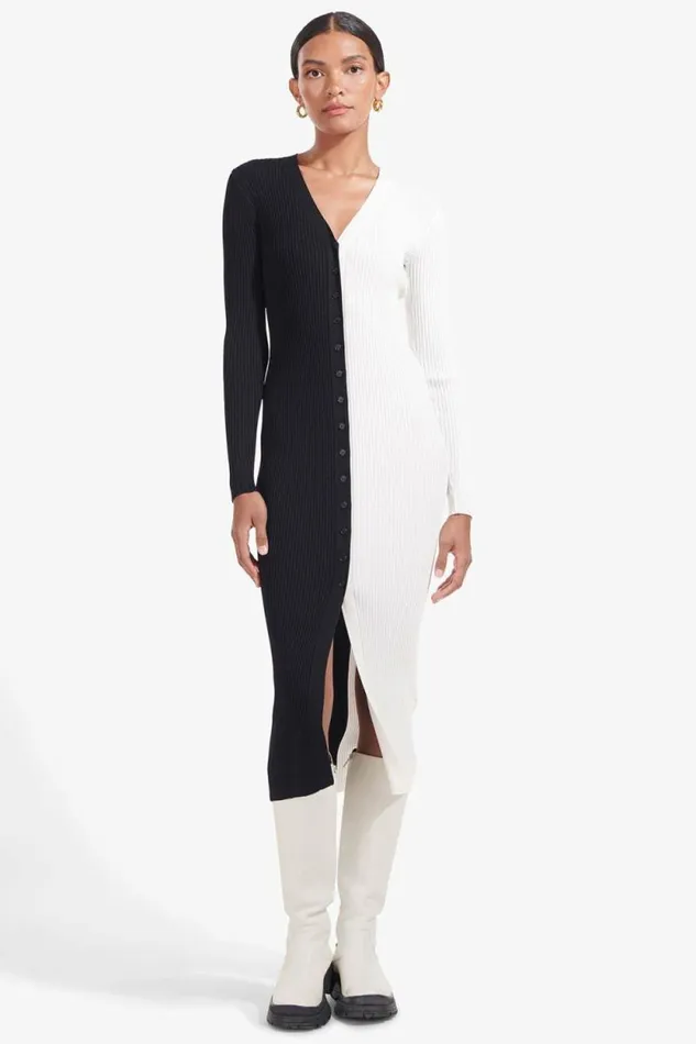 STAUD Dresses SHOKO SWEATER Black White 8211 Women