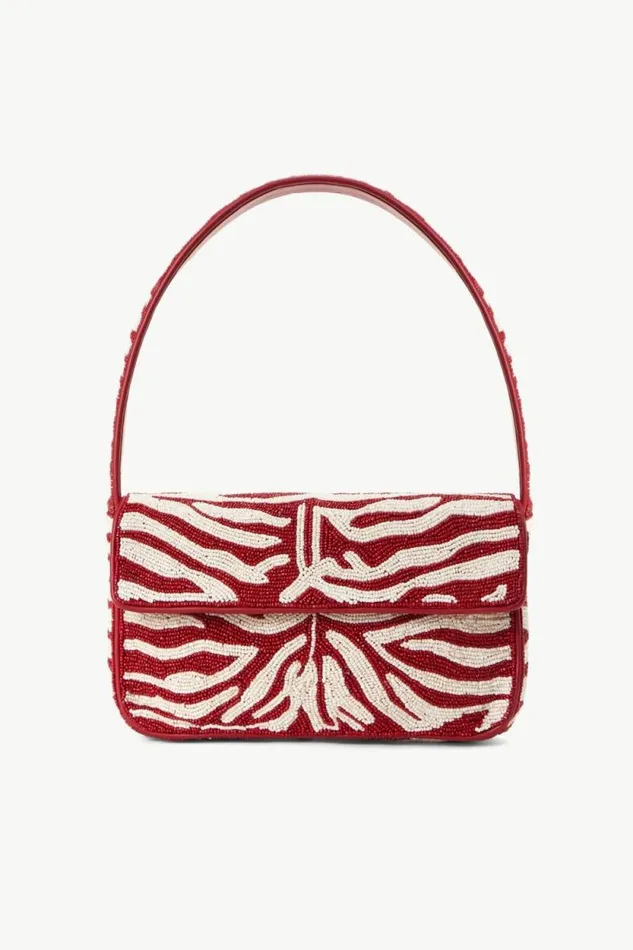 STAUD Shoulder TOMMY BEADED BAG Scarlet White 8211 Women
