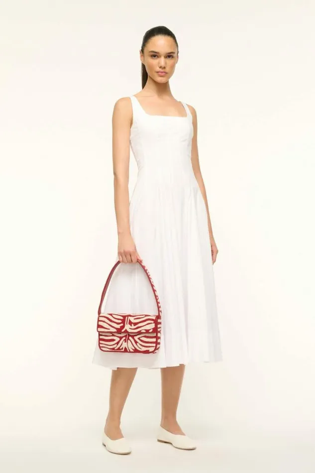 STAUD Shoulder TOMMY BEADED BAG Scarlet White 8211 Women STAUD Shoulder TOMMY BEADED BAG Scarlet White 8211 Women