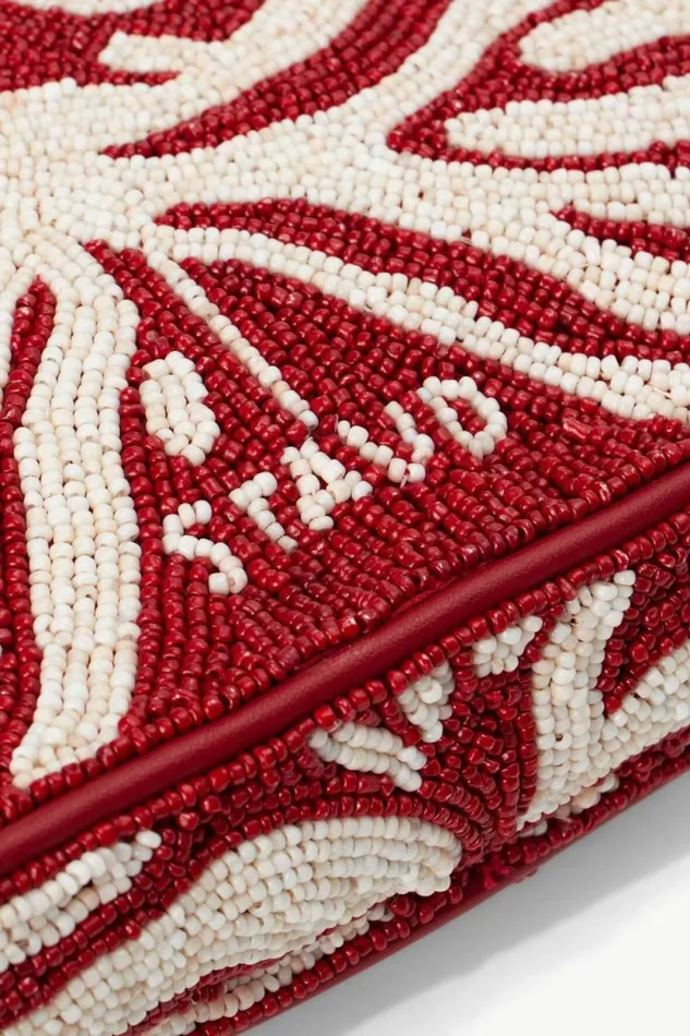 STAUD Shoulder TOMMY BEADED BAG Scarlet White 8211 Women STAUD Shoulder TOMMY BEADED BAG Scarlet White 8211 Women