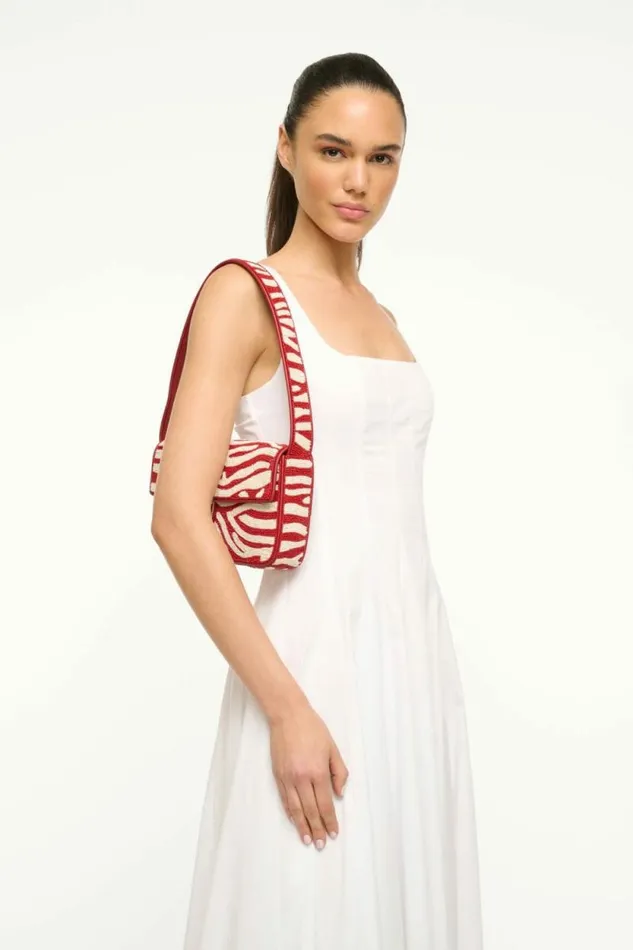 STAUD Shoulder TOMMY BEADED BAG Scarlet White 8211 Women STAUD Shoulder TOMMY BEADED BAG Scarlet White 8211 Women