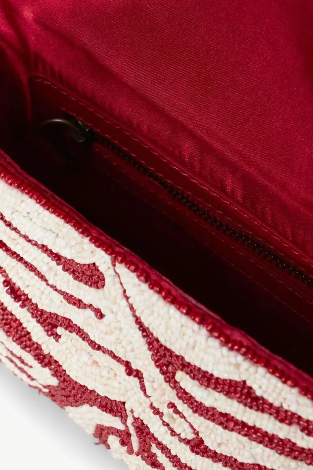 STAUD Shoulder TOMMY BEADED BAG Scarlet White 8211 Women STAUD Shoulder TOMMY BEADED BAG Scarlet White 8211 Women